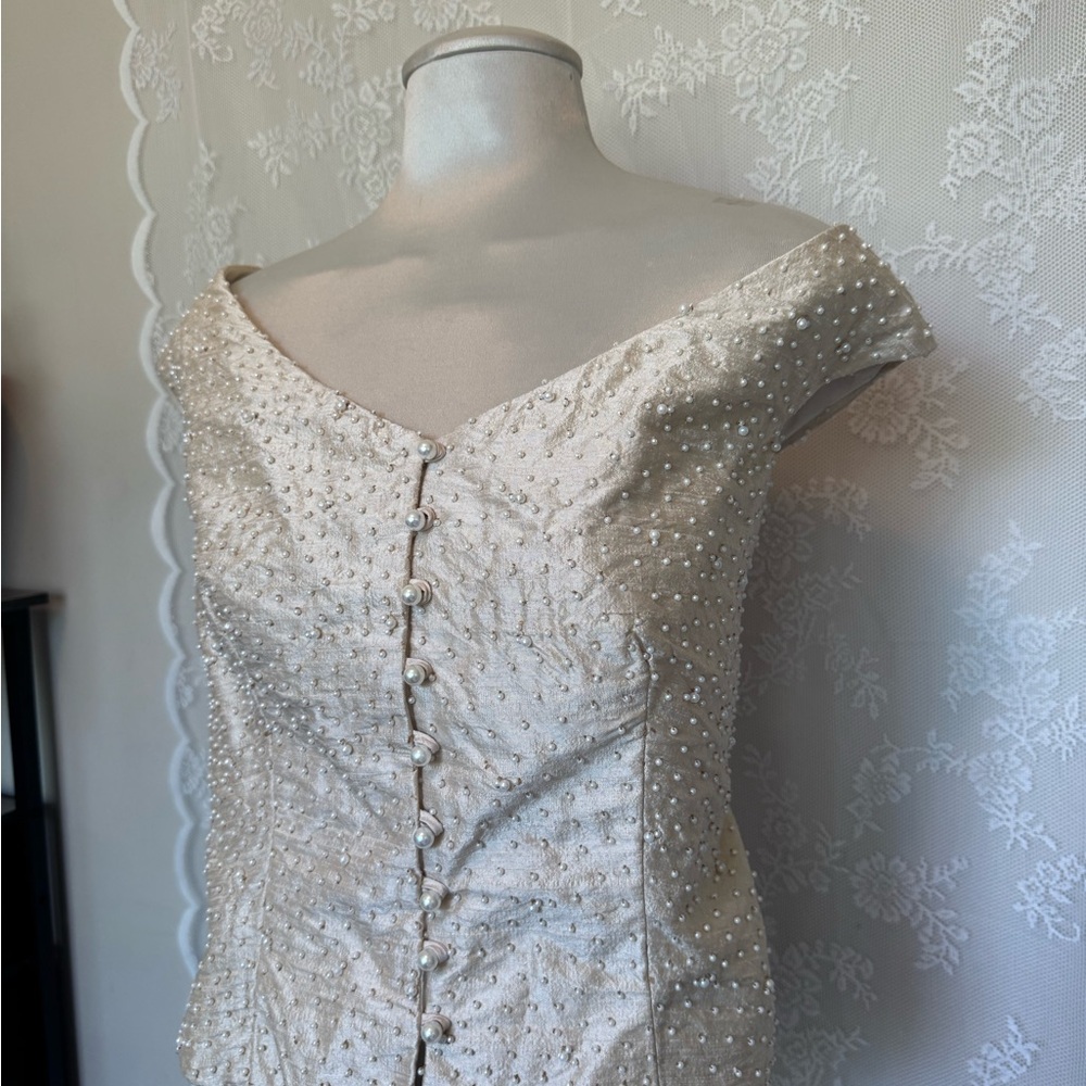 Vintage Cream Off-Shoulder Top